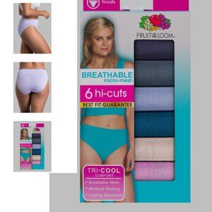 Fruit Of the Loom Women's Breathable Micro-Mesh Hi-Cut Panty 6 Pack Size M